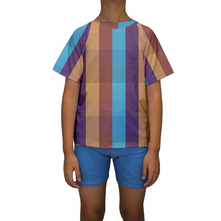 Background Desktop Squares Kids  Short Sleeve Swimwear