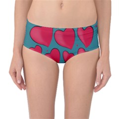 Background Desktop Hearts Heart Mid-waist Bikini Bottoms