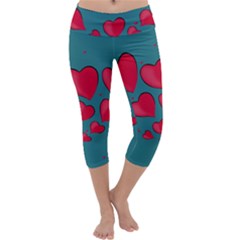 Background Desktop Hearts Heart Capri Yoga Leggings