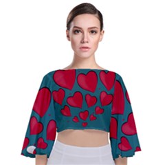 Background Desktop Hearts Heart Tie Back Butterfly Sleeve Chiffon Top by Sapixe