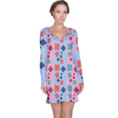 Background Desktop Squares Long Sleeve Nightdress