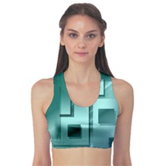 Green Figures Rectangles Squares Mirror Sports Bra by Sapixe