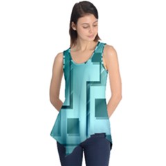 Green Figures Rectangles Squares Mirror Sleeveless Tunic by Sapixe