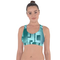 Green Figures Rectangles Squares Mirror Cross String Back Sports Bra