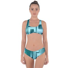 Green Figures Rectangles Squares Mirror Criss Cross Bikini Set