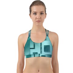 Green Figures Rectangles Squares Mirror Back Web Sports Bra by Sapixe