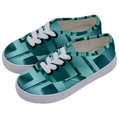 Green Figures Rectangles Squares Mirror Kids  Classic Low Top Sneakers