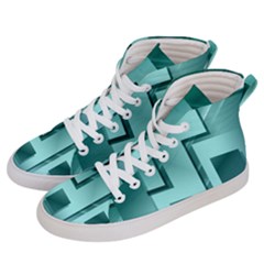 Green Figures Rectangles Squares Mirror Men s Hi-top Skate Sneakers