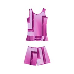 Pink Figures Rectangles Squares Mirror Kid s Boyleg Swimsuit by Sapixe