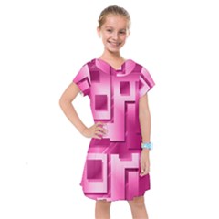 Pink Figures Rectangles Squares Mirror Kids  Drop Waist Dress