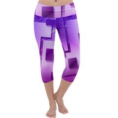 Purple Figures Rectangles Geometry Squares Capri Yoga Leggings