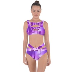 Purple Figures Rectangles Geometry Squares Bandaged Up Bikini Set 