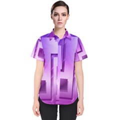 Purple Figures Rectangles Geometry Squares Women s Short Sleeve Shirt