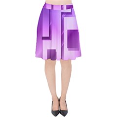 Purple Figures Rectangles Geometry Squares Velvet High Waist Skirt