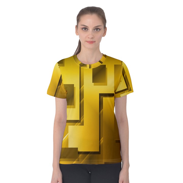 Yellow Gold Figures Rectangles Squares Mirror Women s Cotton Tee