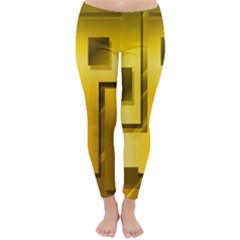 Yellow Gold Figures Rectangles Squares Mirror Classic Winter Leggings by Sapixe