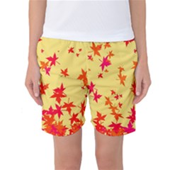 Leaves Autumn Maple Drop Listopad Women s Basketball Shorts by Sapixe