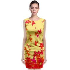 Leaves Autumn Maple Drop Listopad Classic Sleeveless Midi Dress by Sapixe