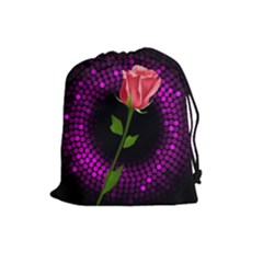 Rosa Black Background Flash Lights Drawstring Pouches (large)  by Sapixe