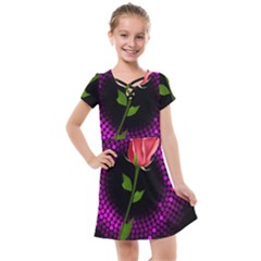 Rosa Black Background Flash Lights Kids  Cross Web Dress