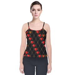 Background Texture Texture Hearts Velvet Spaghetti Strap Top