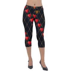 Background Texture Texture Hearts Lightweight Velour Capri Leggings 