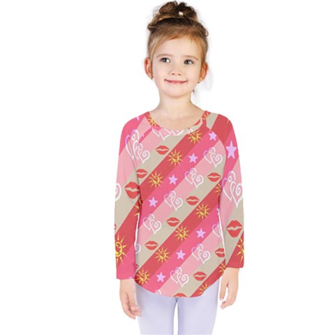 Background Desktop Pink Sun Stars Kids  Long Sleeve Tee by Sapixe