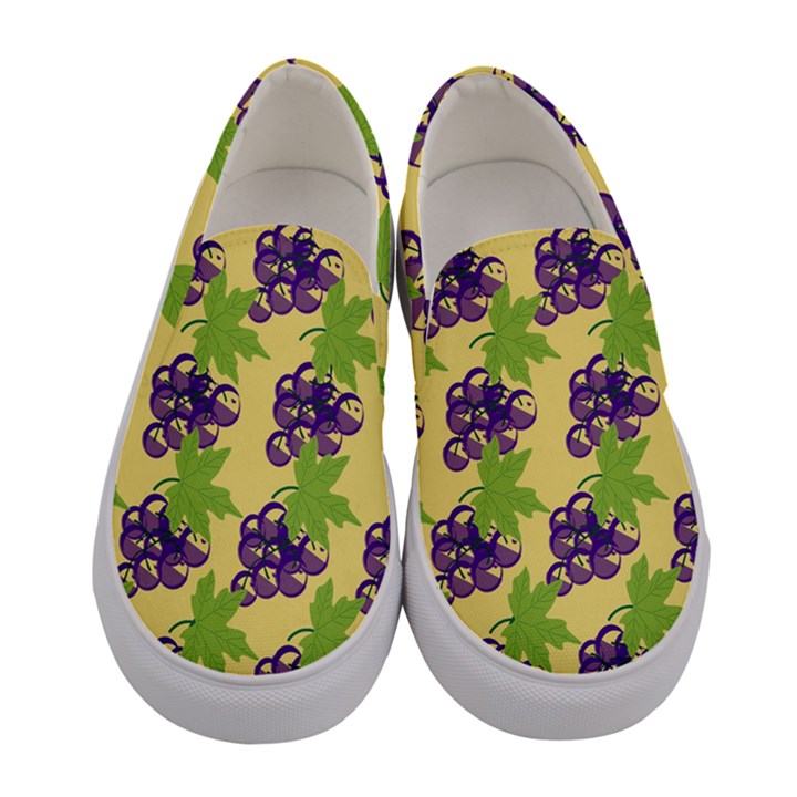 Grapes Background Sheet Leaves Women s Canvas Slip Ons