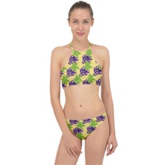 Grapes Background Sheet Leaves Racer Front Bikini Set by Sapixe