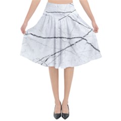 White Background Pattern Tile Flared Midi Skirt