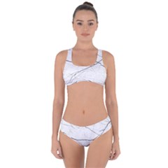 White Background Pattern Tile Criss Cross Bikini Set