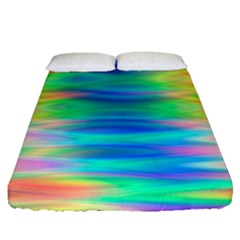 Wave Rainbow Bright Texture Fitted Sheet (queen Size) by Sapixe