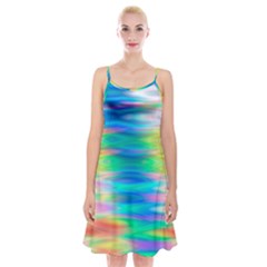 Wave Rainbow Bright Texture Spaghetti Strap Velvet Dress by Sapixe