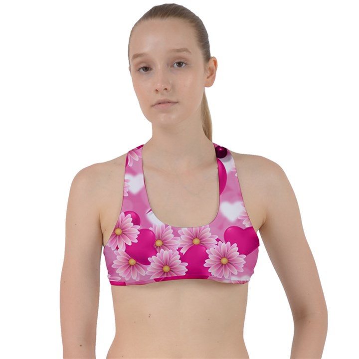 Background Flowers Texture Love Criss Cross Racerback Sports Bra