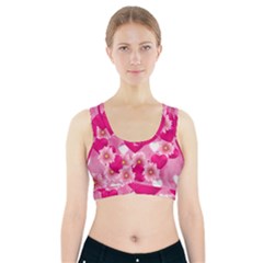 Background Flowers Texture Love Sports Bra With Pocket by Sapixe