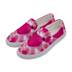 Background Flowers Texture Love Women s Canvas Slip Ons