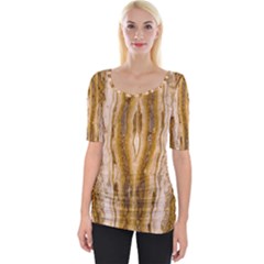 Marble Wall Surface Pattern Wide Neckline Tee