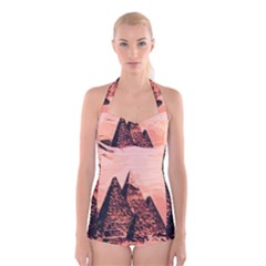 Pyramid Egypt Monumental Boyleg Halter Swimsuit 