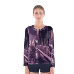 Texture Abstract Background City Women s Long Sleeve Tee