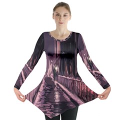 Texture Abstract Background City Long Sleeve Tunic 