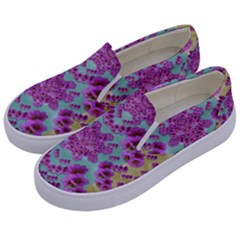 Climbing And Loving Beautiful Flowers Of Fantasy Floral Kids  Canvas Slip Ons by pepitasart