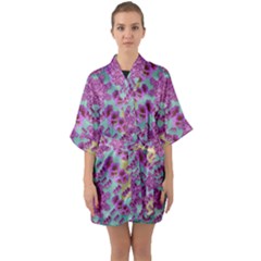 Climbing And Loving Beautiful Flowers Of Fantasy Floral Quarter Sleeve Kimono Robe by pepitasart