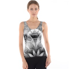 Black And White Fanned Feathers In Halftone Dots Tank Top