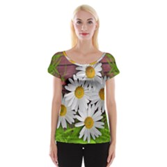 Flowers Flower Background Design Cap Sleeve Tops