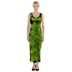 Decoration Green Black Background Fitted Maxi Dress by Sapixe