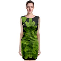 Decoration Green Black Background Sleeveless Velvet Midi Dress by Sapixe