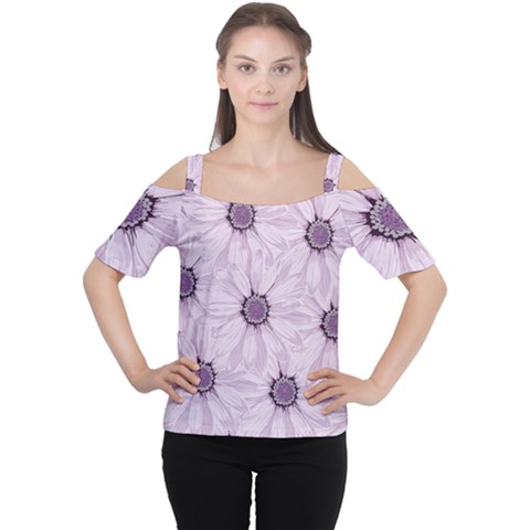 Background Desktop Flowers Lilac Cutout Shoulder Tee by Sapixe