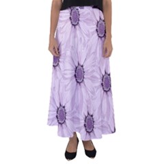 Background Desktop Flowers Lilac Flared Maxi Skirt by Sapixe