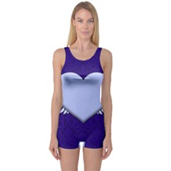 Background Texture Heart Wings One Piece Boyleg Swimsuit