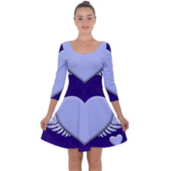 Background Texture Heart Wings Quarter Sleeve Skater Dress